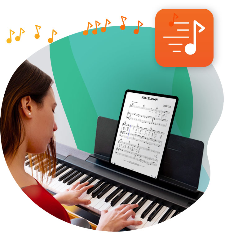 Pianist using our sheet music app